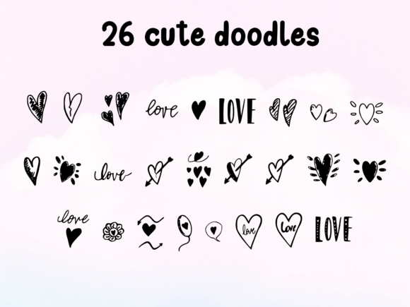Love Doodles Font PNG with transparent background - Preview 1