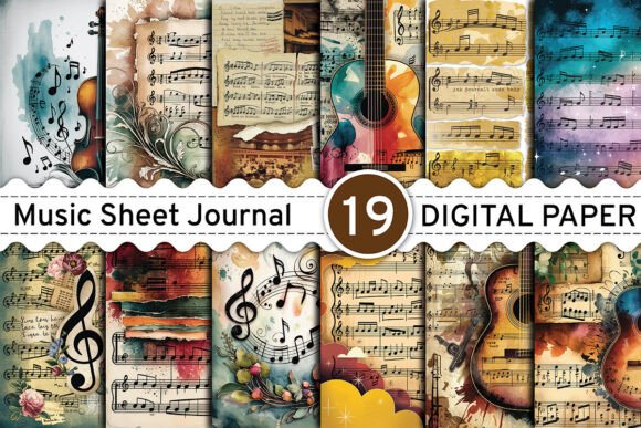 Music Sheet Junk Journal Pages