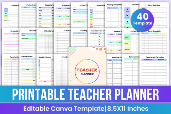 Printable Teacher Planner Canva Template