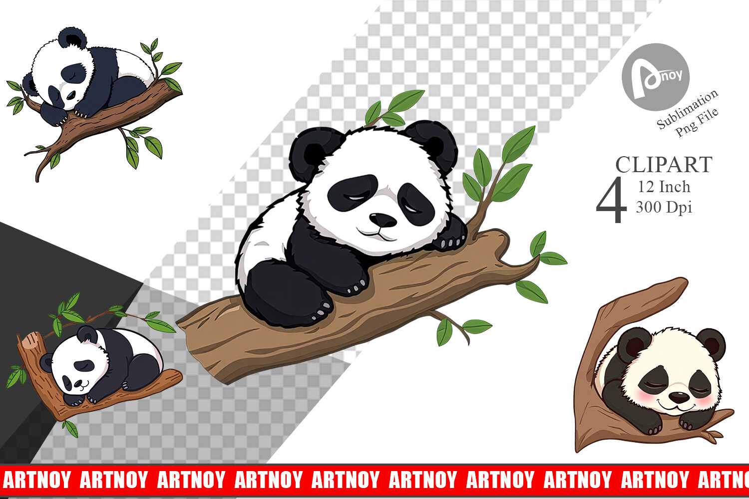 Sleepy Panda Clipart Graphic by Artnoy · Creative Fabrica