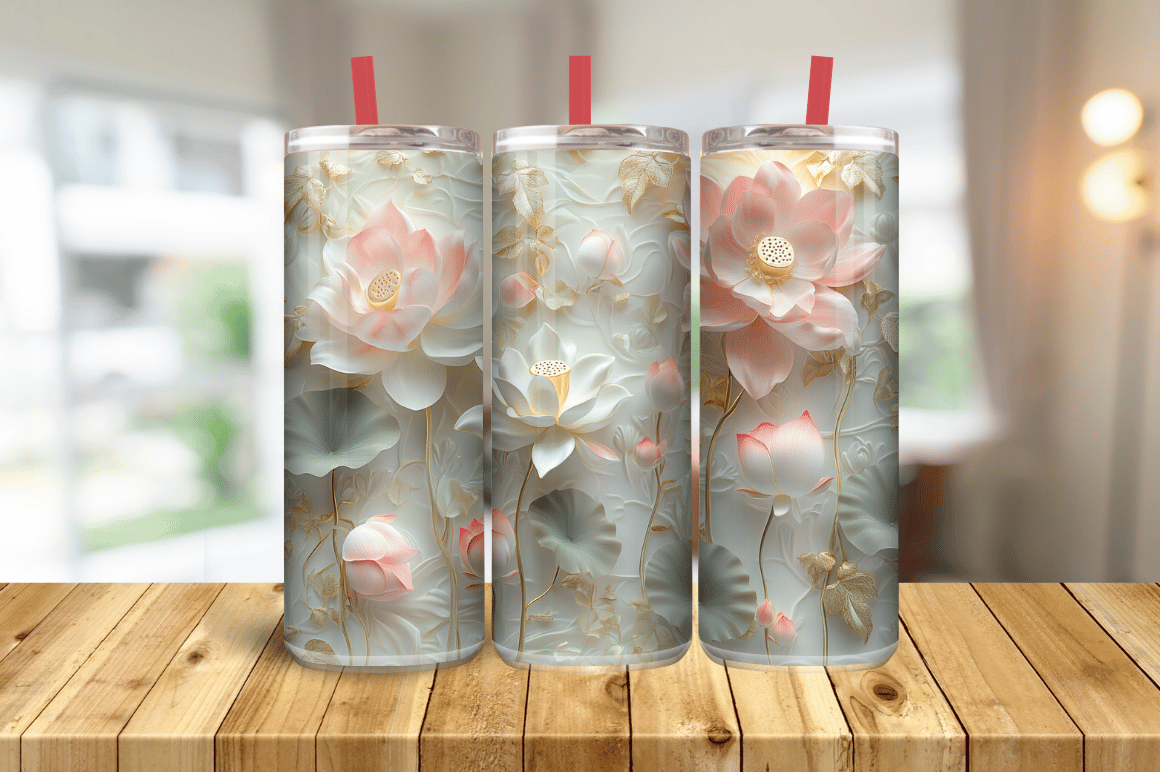 3D Pink Roses Floral Tumbler Wrap 20 Oz Graphic by Magic Creative ...