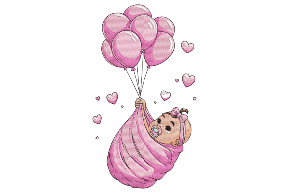 Baby Girl with Balloons