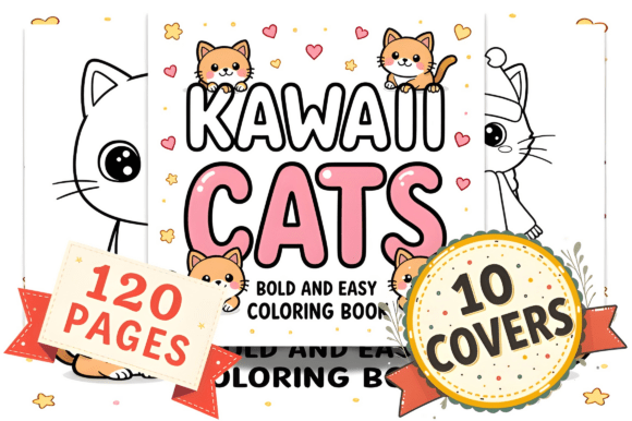 Bold and Easy Kawaii Cats Coloring Pages