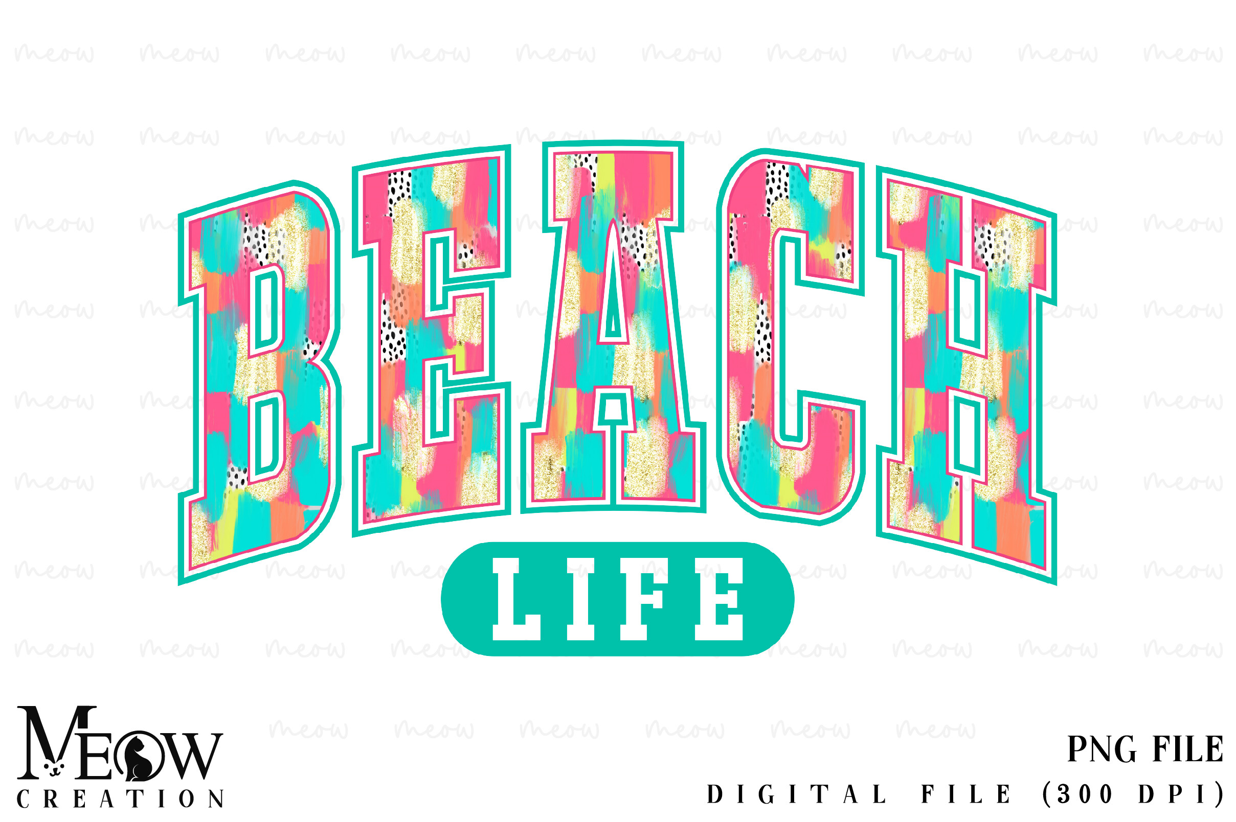 Brushstroke Beach Life, Summer PNG Graphic by Meow Creation · Creative ...