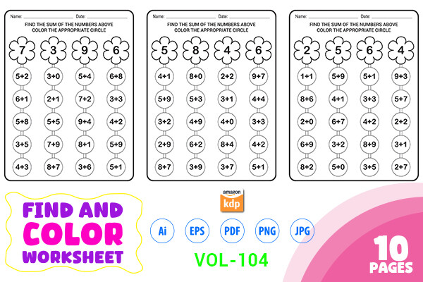 Color Math Worksheets for Children Graphic by Mohsin's Graphic ...