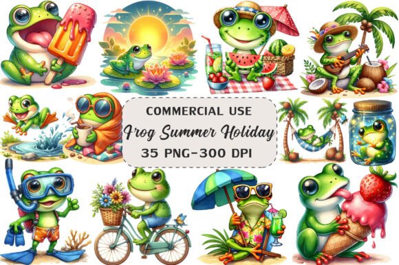 Frog Enjoying Summer Holiday Clipart Graphic by CraftNest · Creative ...