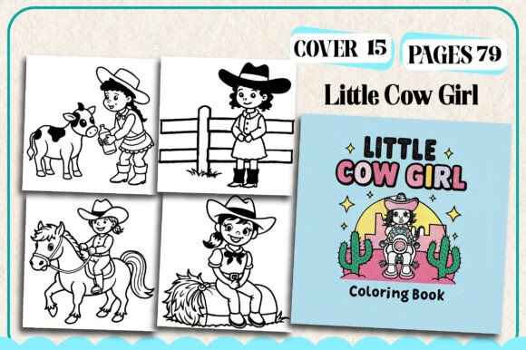 Little Cow Girl Coloring Page for Kids