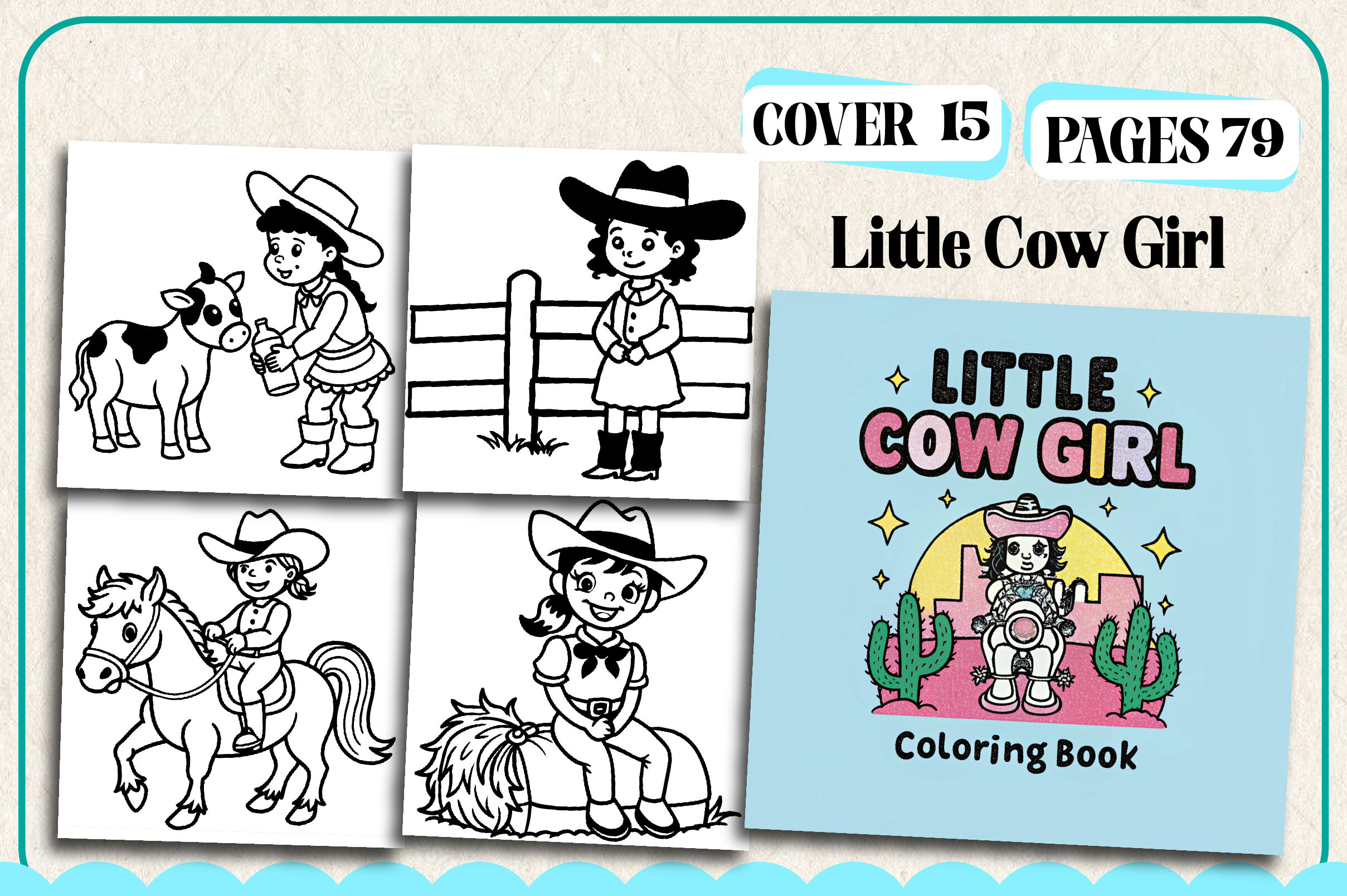 Little Cow Girl Coloring Page for Kids