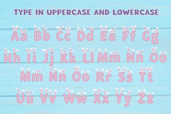 Pink Easter Bunny Font PNG with transparent background - Preview 1