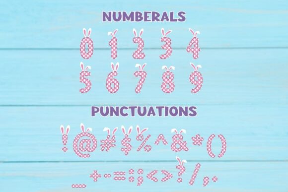 Pink Easter Bunny Font PNG with transparent background - Preview 2