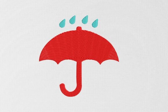 Rainy Day Umbrella Embroidery Design