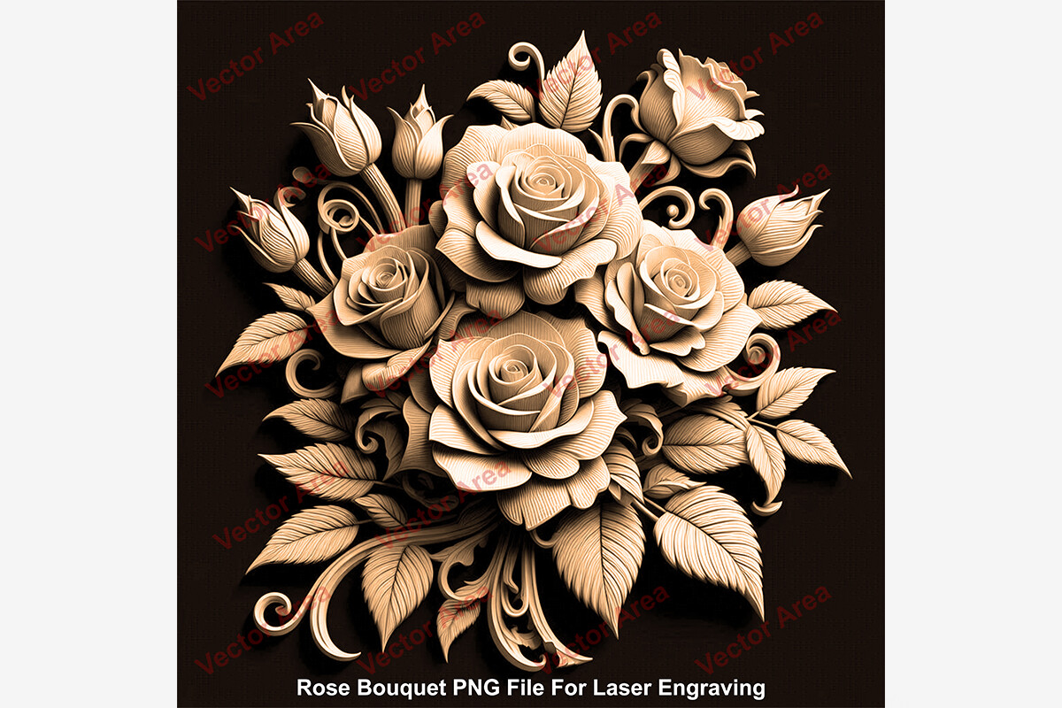 Rose Bouquet Laser Engraving File, PNG