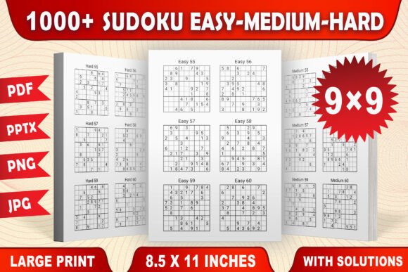 1000+ Sudoku with Solutions KDP Interior Grafik KDP-Schlüsselwörter Von DesignElevate Creations