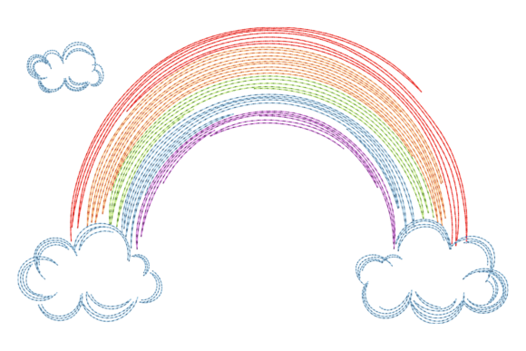 Colorful Rainbow with Clouds