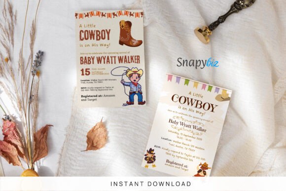 Cowboy Baby Shower Invitation Template