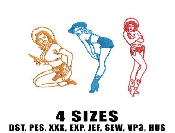 Cowgirls Country Embroidery Design