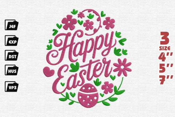 Happy Easter Day Embroidery