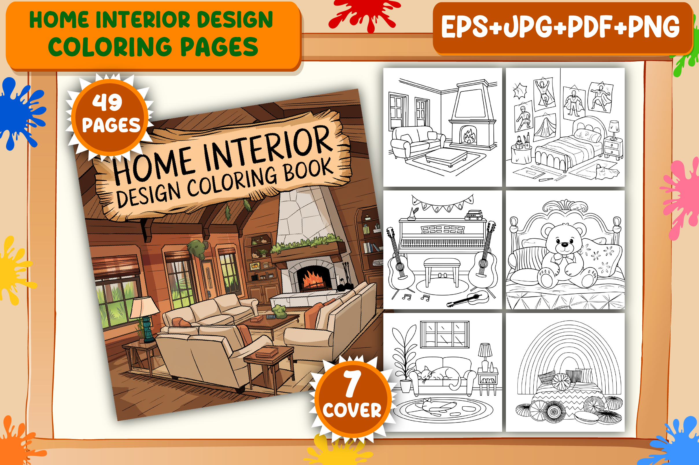 Home Interior Design Coloring Pages
