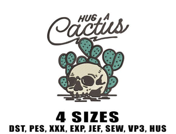 Hug a Cactus Embroidery Design