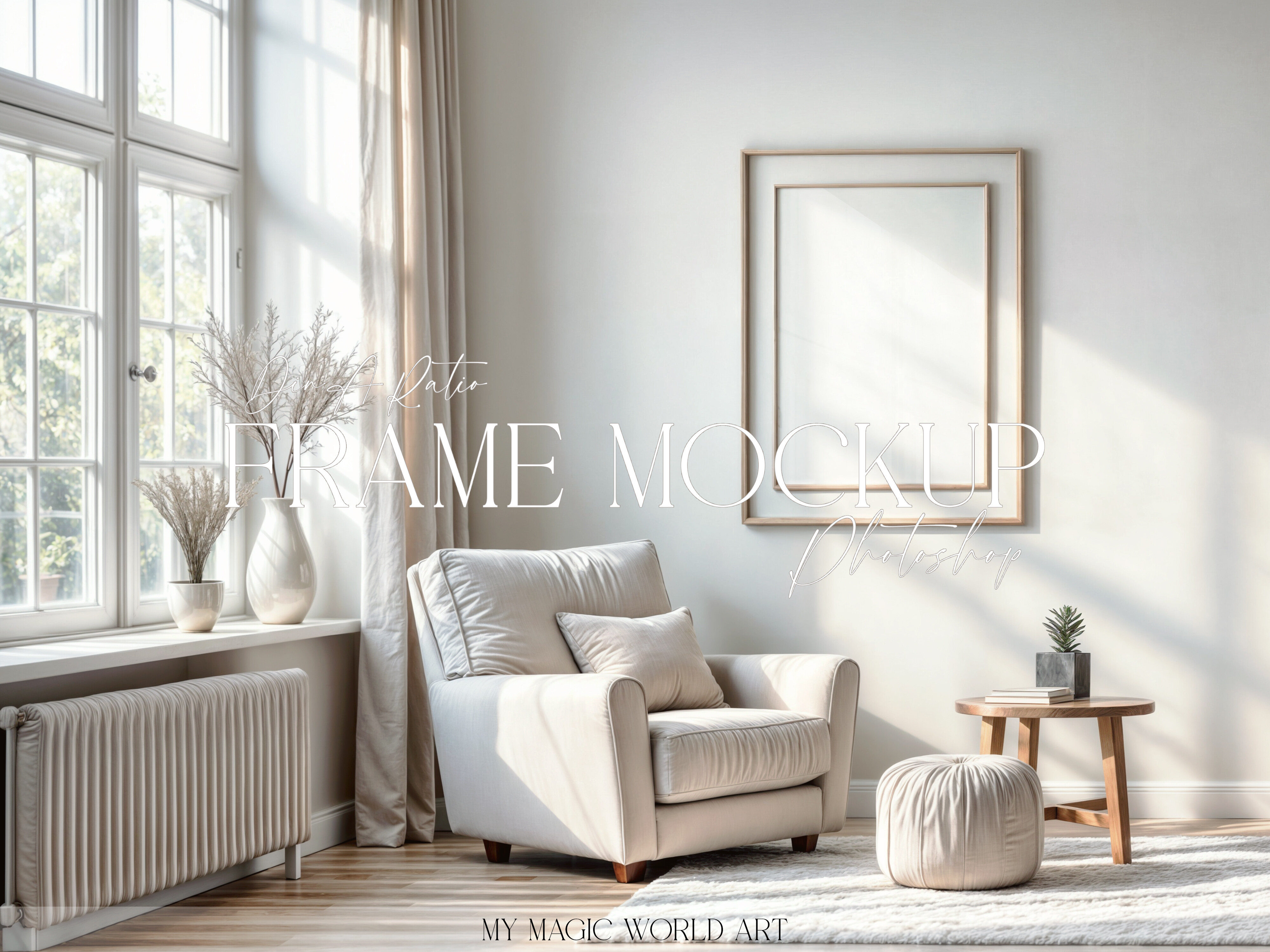 Light Mockup Frame on the Wall Graphic by MyMagicWorldArt · Creative ...
