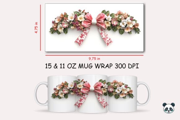 Mothers Day 3d Bow Flowers Mug Wrap Graphics