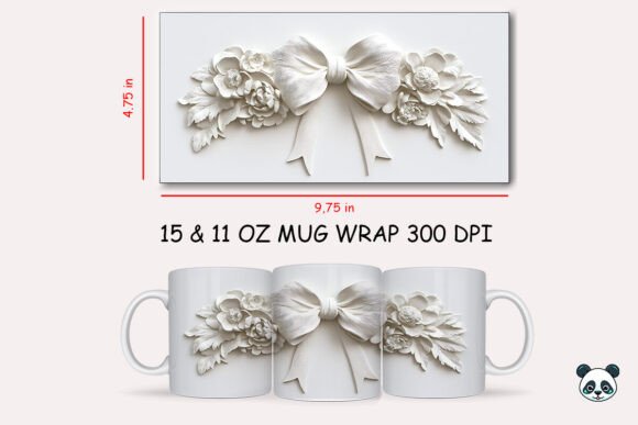 Mothers Day 3d Bow Flowers Mug Wrap Graphics
