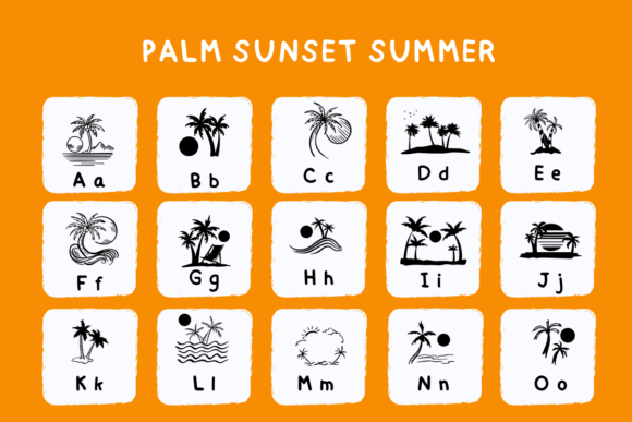 Palm Sunset Summer Font PNG with transparent background - Preview 1