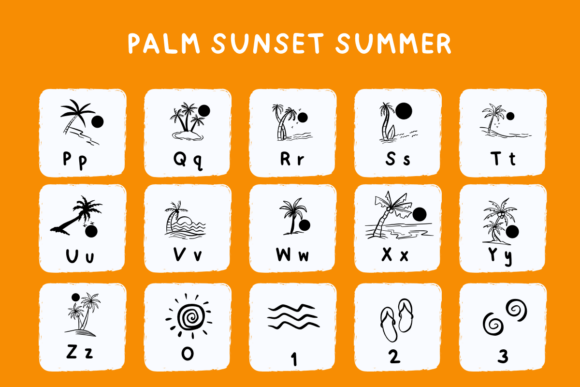Palm Sunset Summer Font PNG with transparent background - Preview 2