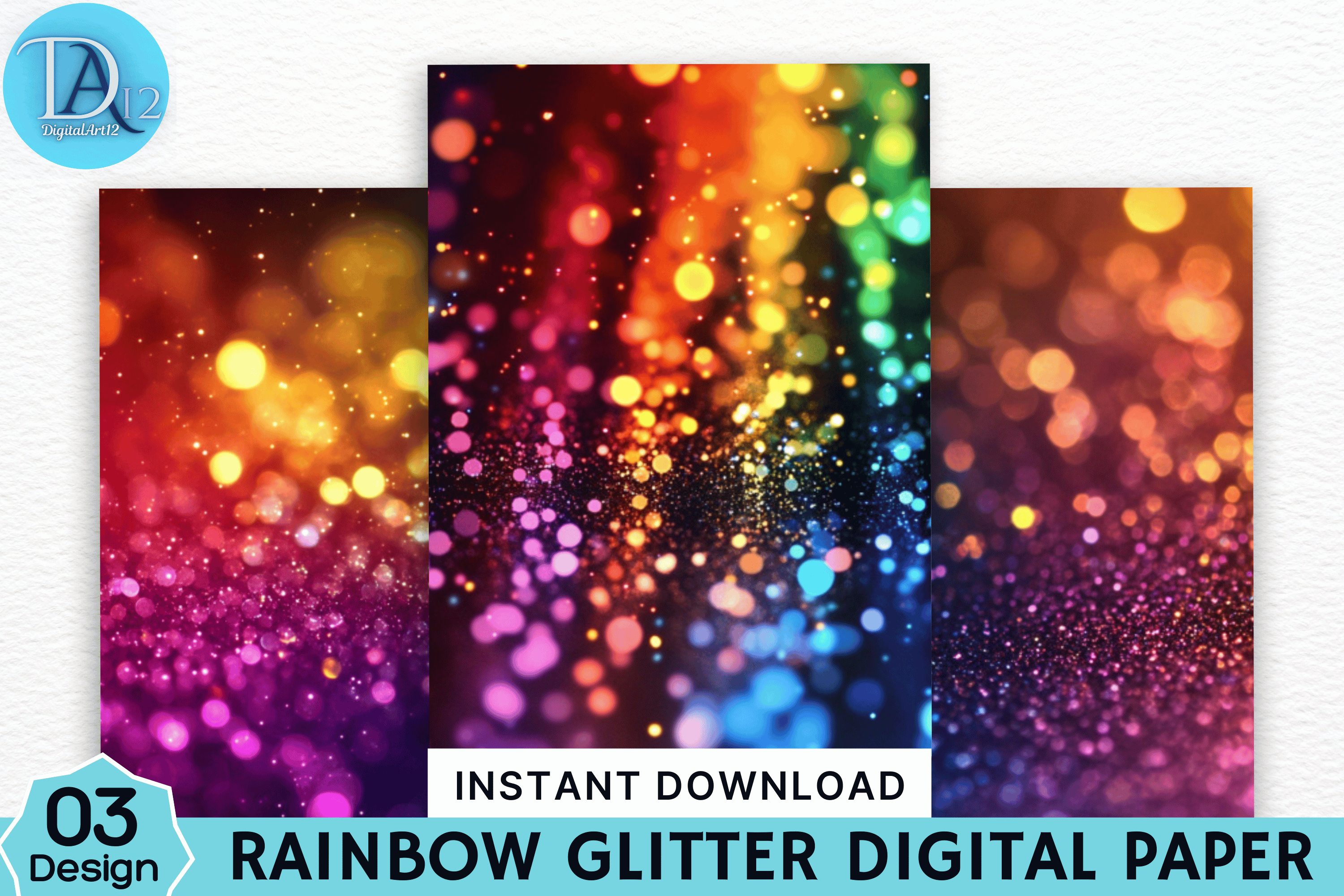 Rainbow Glitter Digital Paper Graphic by Digital_Art12 · Creative Fabrica