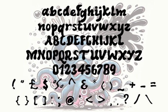 Scared Octopus Font PNG with transparent background - Preview 1