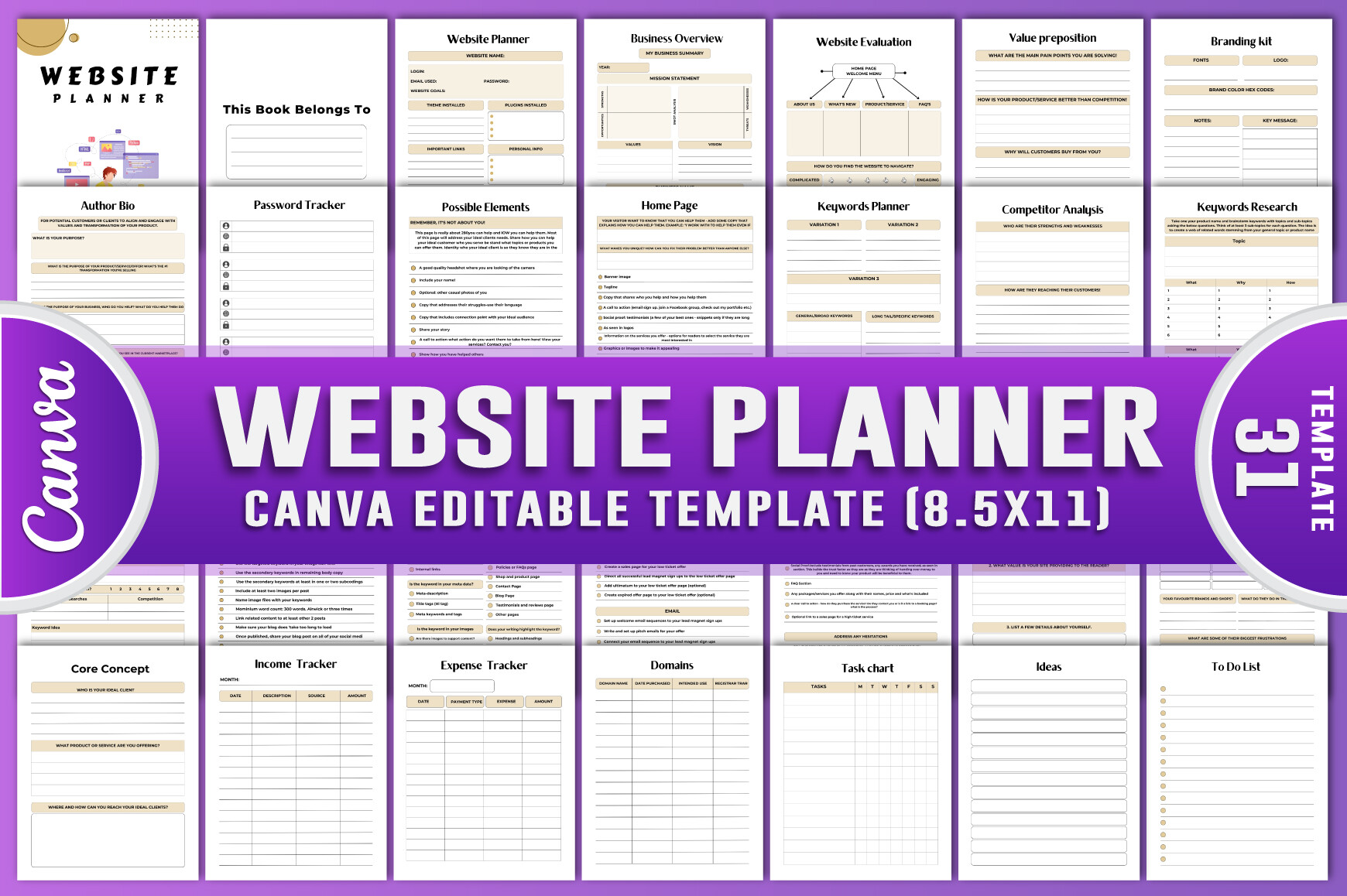 Website Planner Canva KDP Interiors