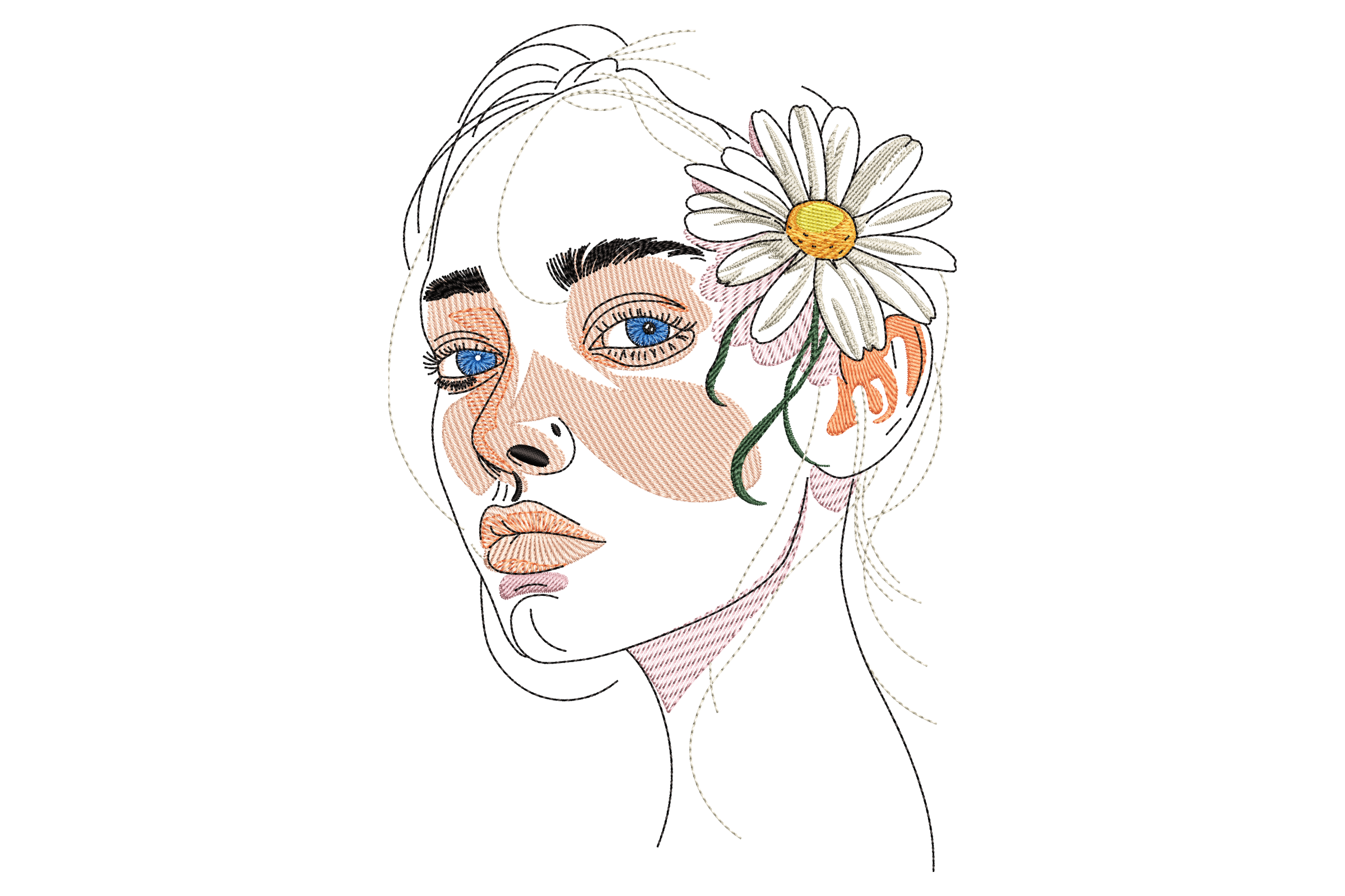 Woman with Daisy Flower