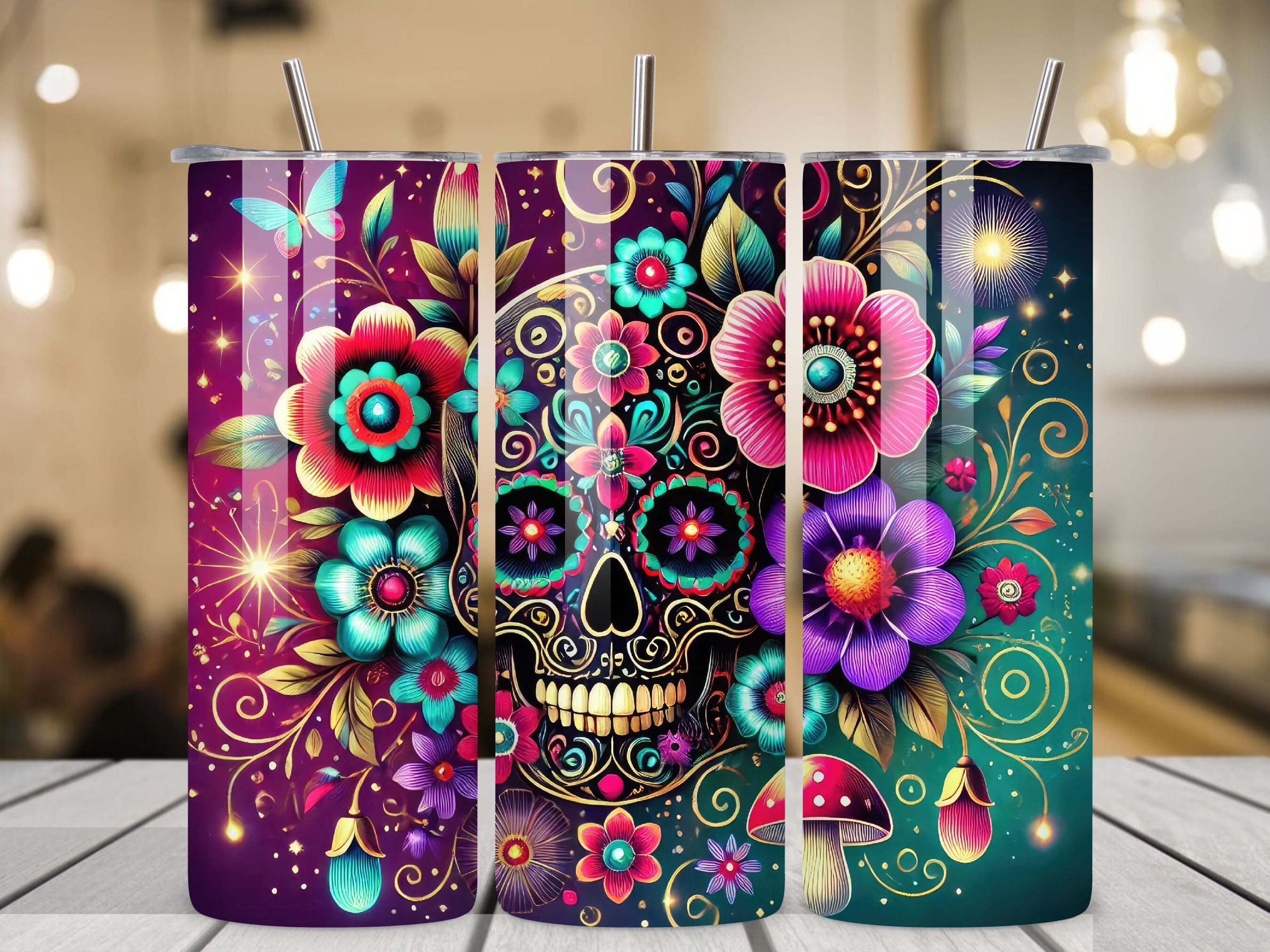 3D Skulls 20oz Tumbler Wraps Graphic by Art Zone · Creative Fabrica