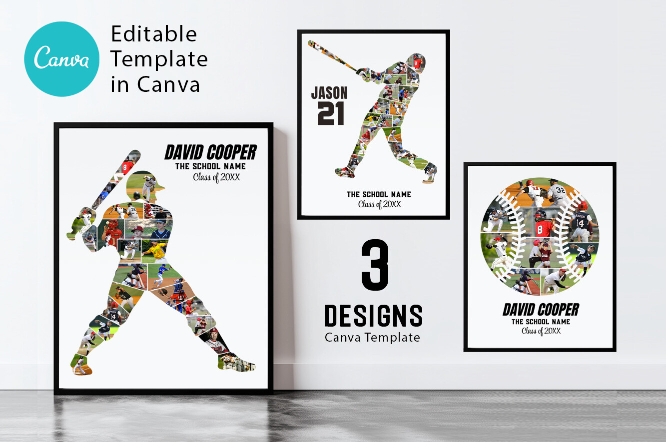 Baseball Photo Collage, Canva Template