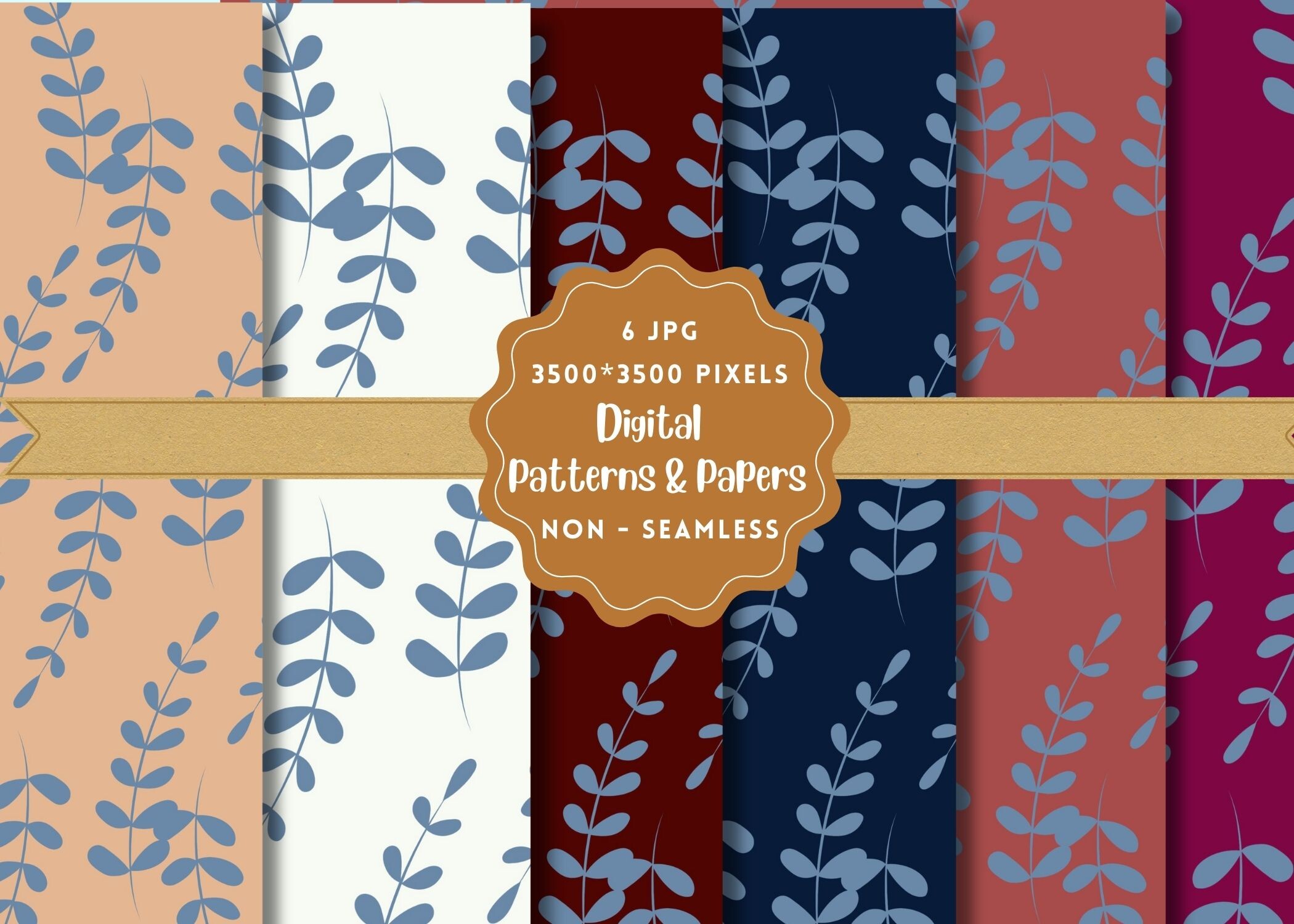 Blue Flower Digital Paper Patterns Graphic by the Design Store ...