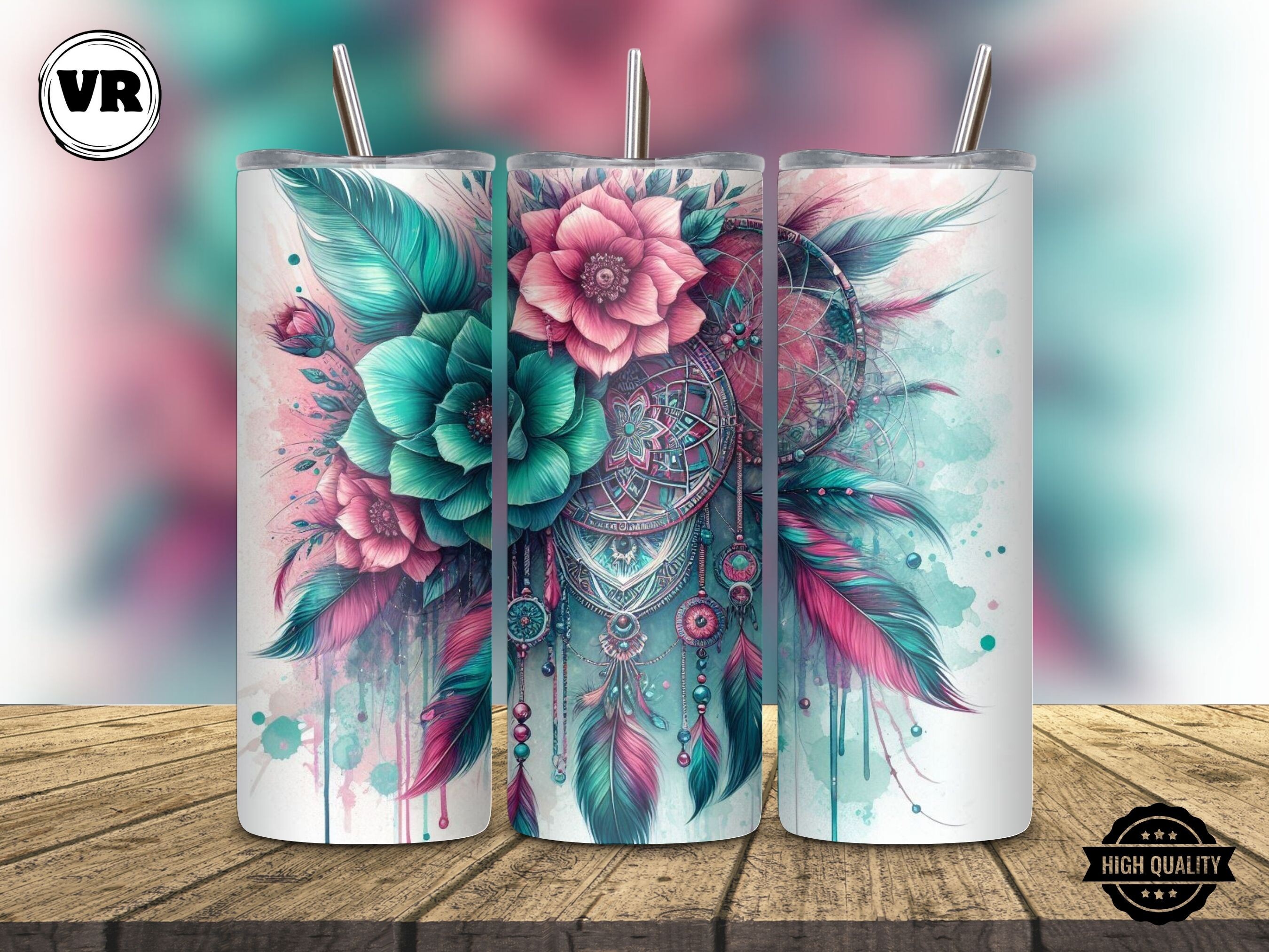 Boho Pink Dreamcatcher 20oz Tumbler Wrap Graphic by Vampire Art ...