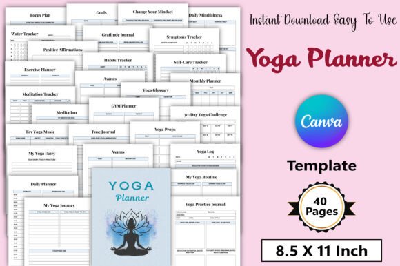 Editable Yoga Planner Canva Template