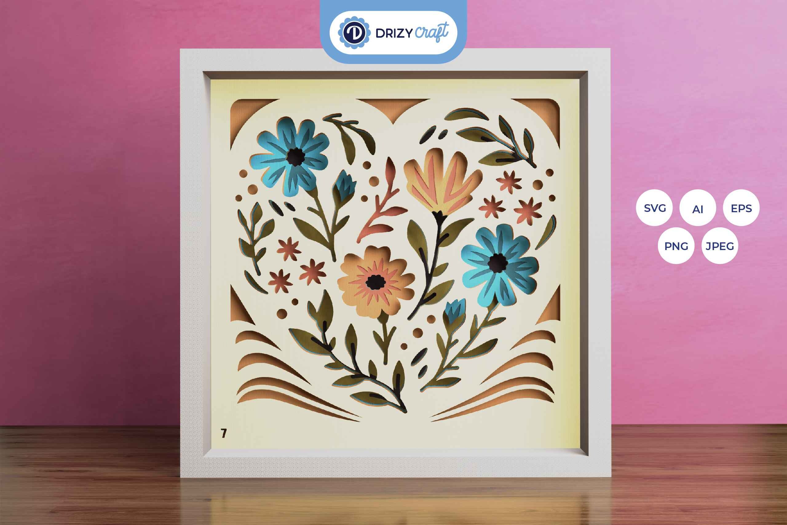 Heart Shaped Flowers 3D Layered Paper · Creative Fabrica