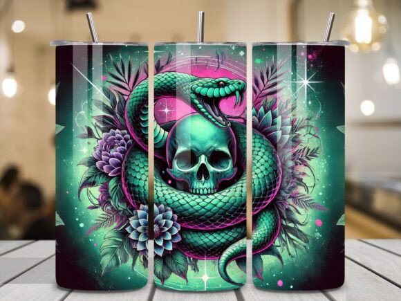 Skull Scary Snake 20oz Tumbler Wraps