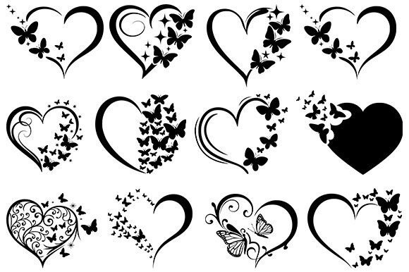 Sparkly Heart Butterfly Svg Bundle