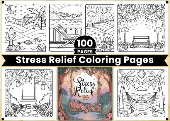 Stress Relief Adult Coloring Book Pages