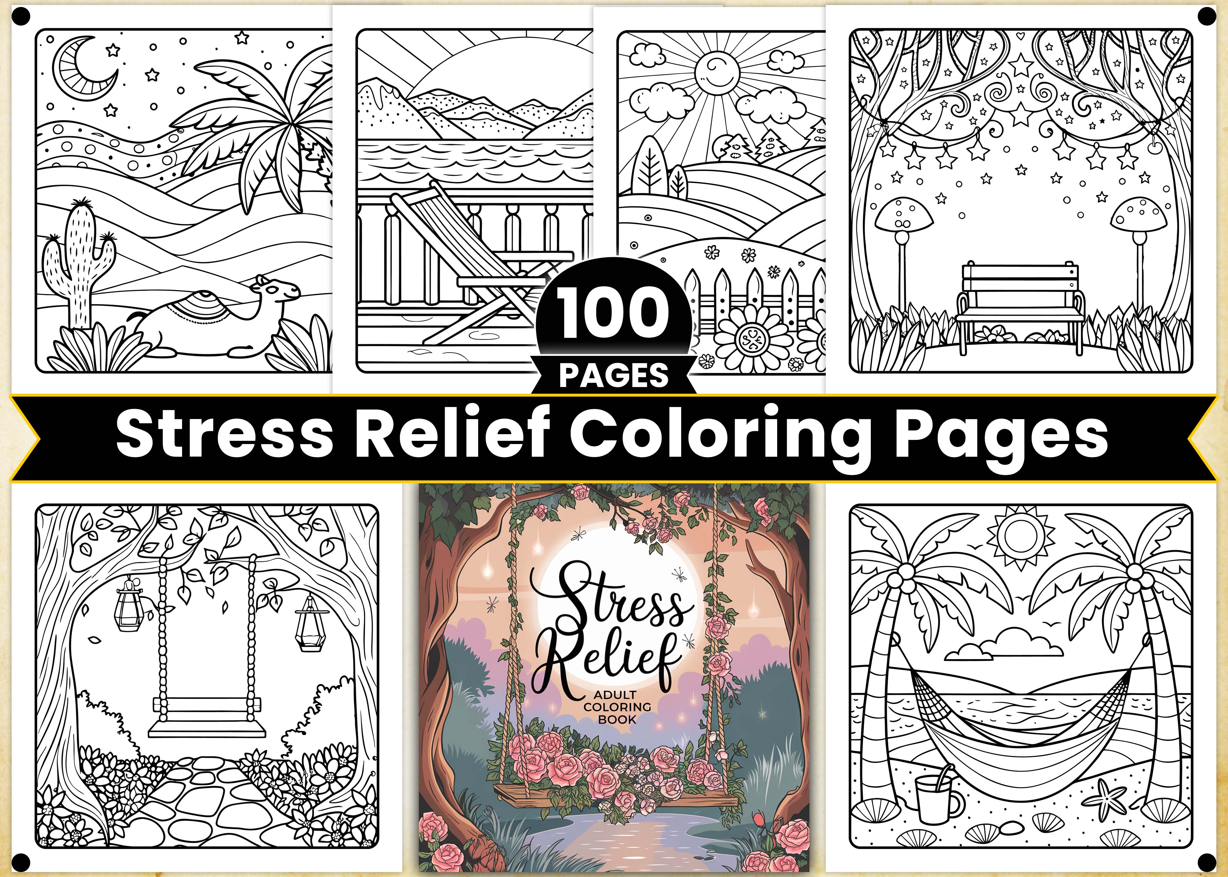 Stress Relief Adult Coloring Book Pages