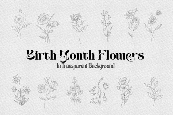 Birth Month Flower Clipart Png Grafik Plotterdateien Von Designbible