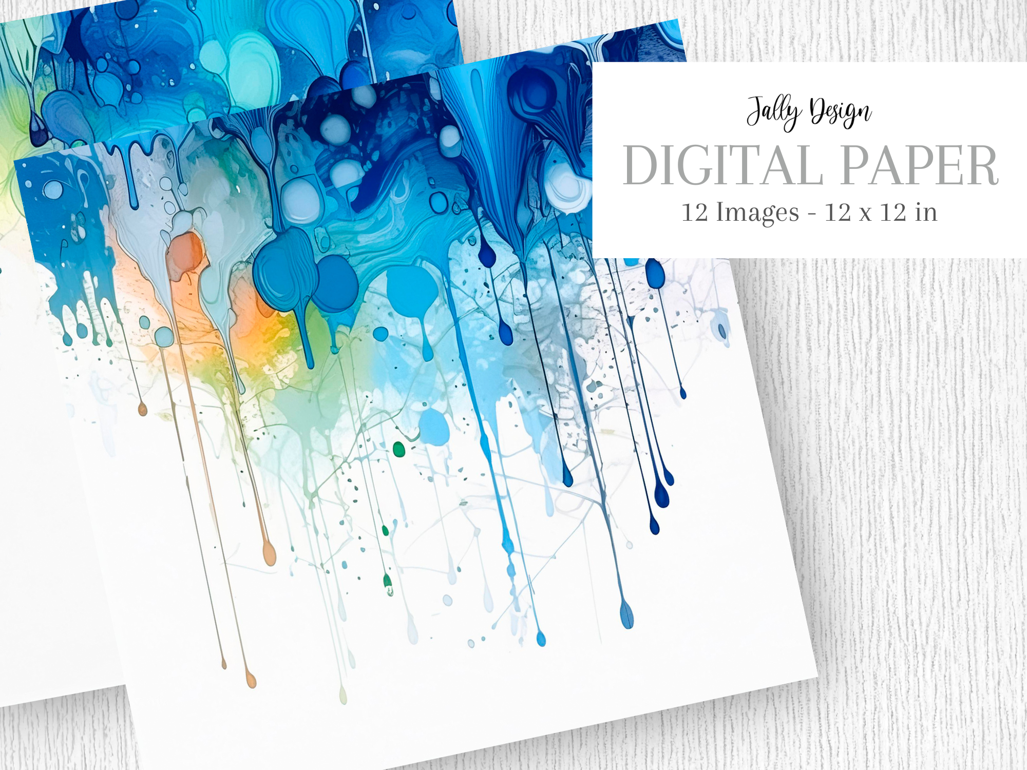 Blue Watercolor Dripping Painting Graphic by jallydesign · Creative Fabrica