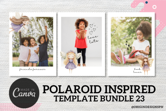 Editable classic Polaroid photo template in Canva with white border
