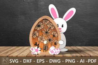 Easter Bunny & Egg 3D Layered Shadow Box · Creative Fabrica