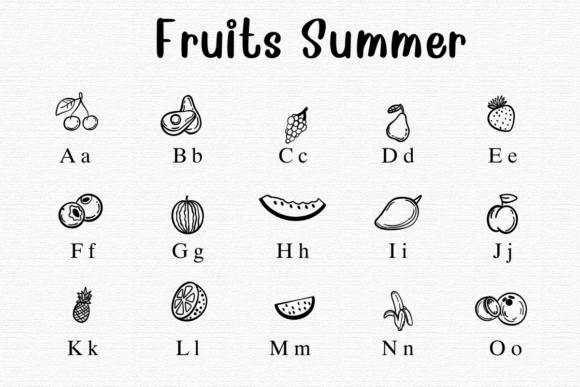 Fruits Summer Font PNG with transparent background - Preview 1