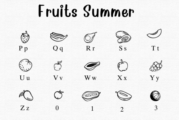 Fruits Summer Font PNG with transparent background - Preview 2