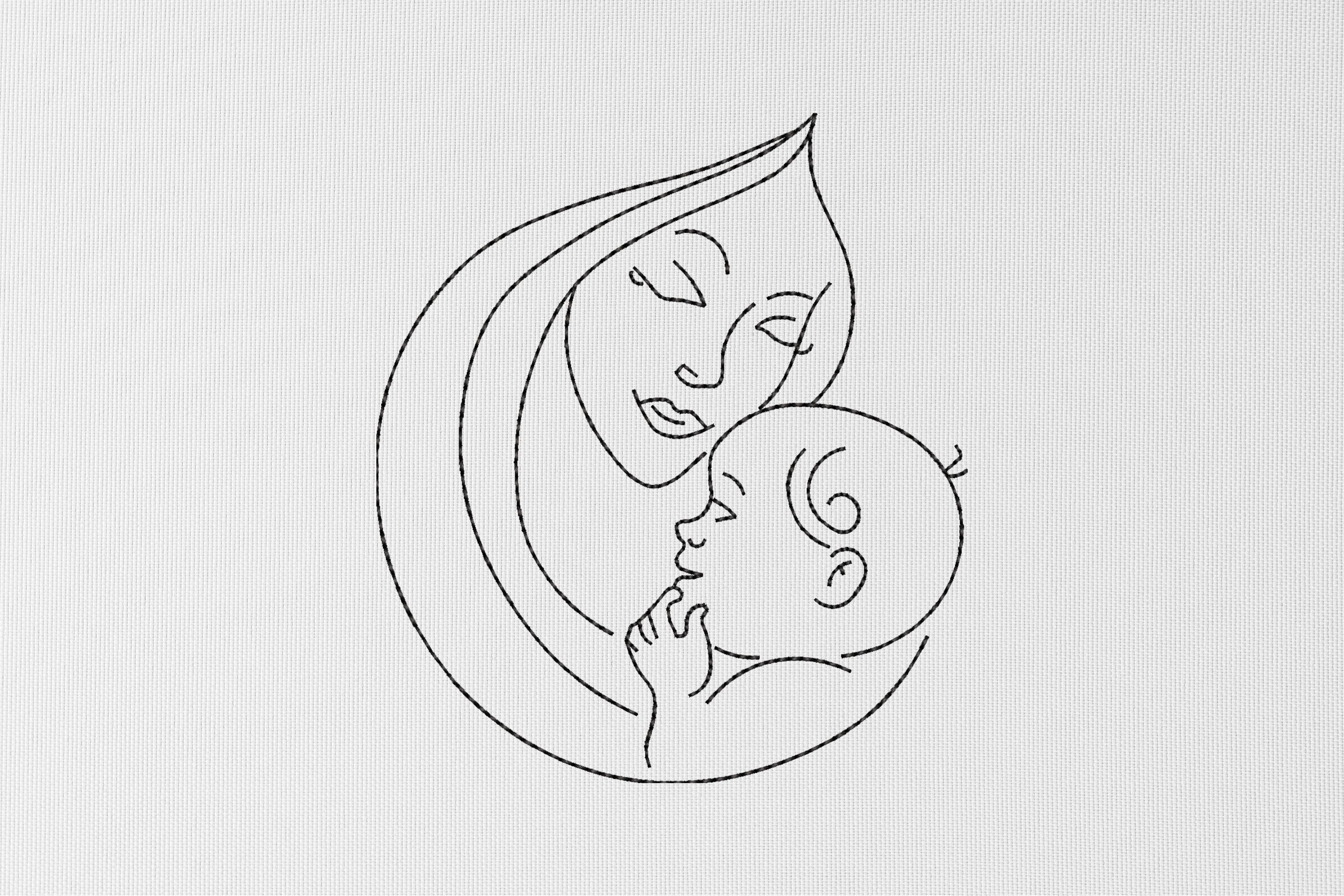 Mom and Baby Embroidery Design