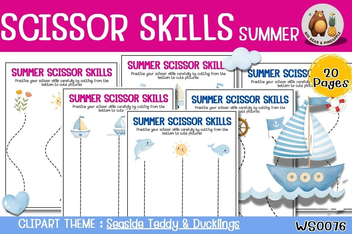 SUMMER SCISSOR SKILLS CUTTING PRACTIC Graphic by METINEE ART WORK ...